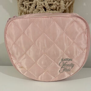 EATON Vanity Fair vintage Quilted Cosmetic Case light pink make up travel bag